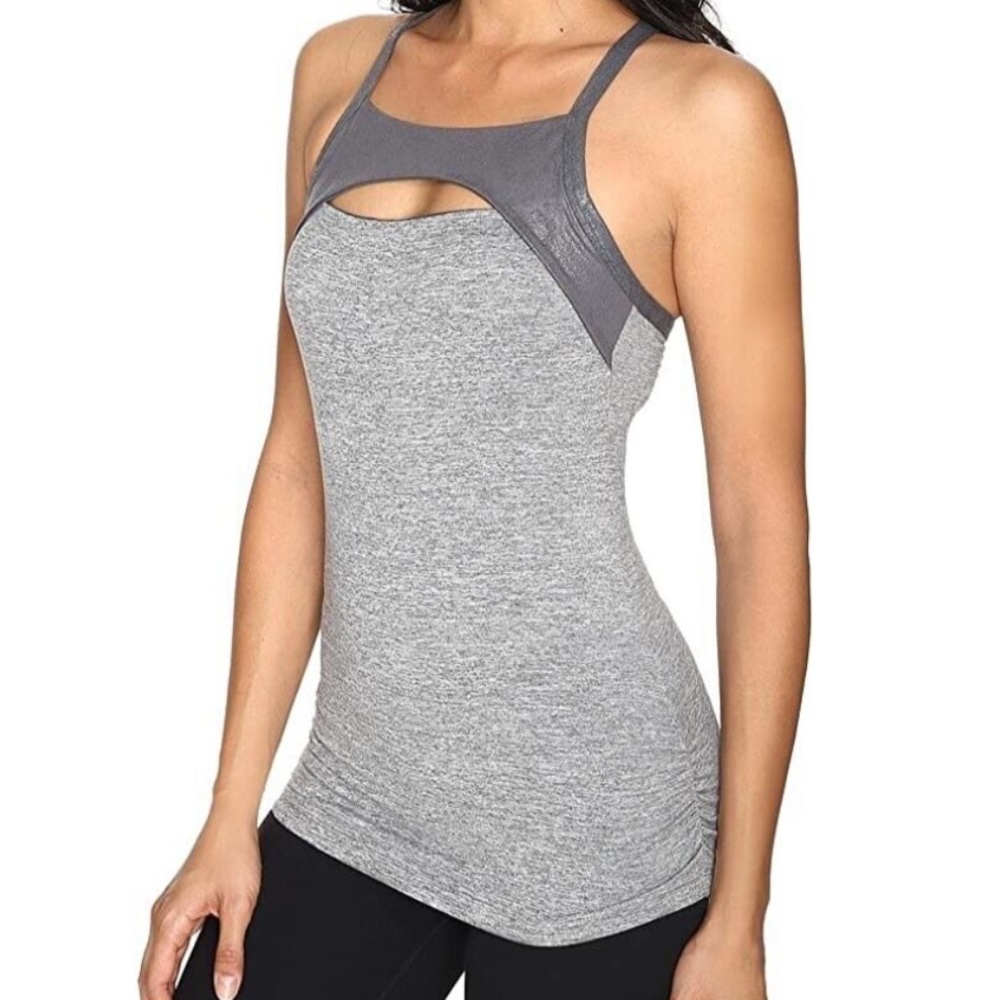 NWT Manduka Yoga Surihaku Camisole Tank Top in Sediment Heather Gray